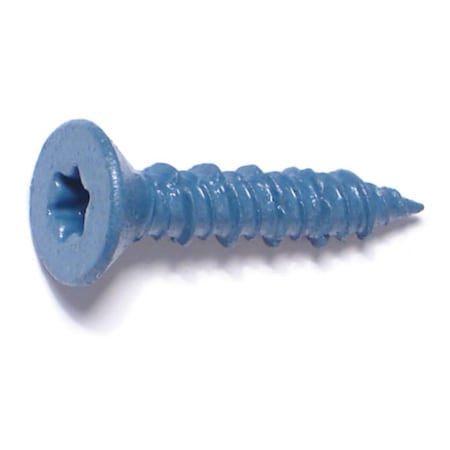 Torquemaster Masonry Screw, 1/4" Dia., Flat, 1 1/4 in L, Steel Blue Ruspert, 100 PK 54246
